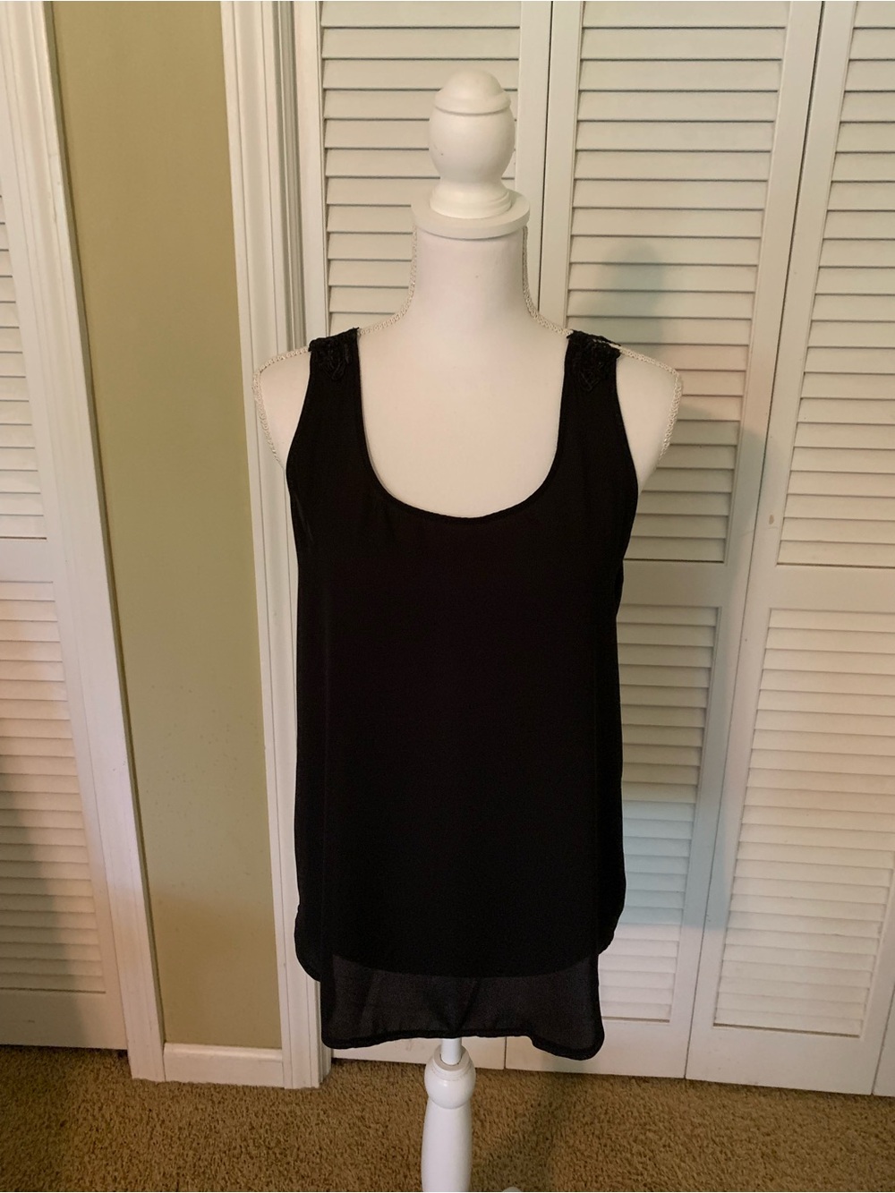 Express Black Sleeveless Scoop Neck Tank with lace detail in back Size M